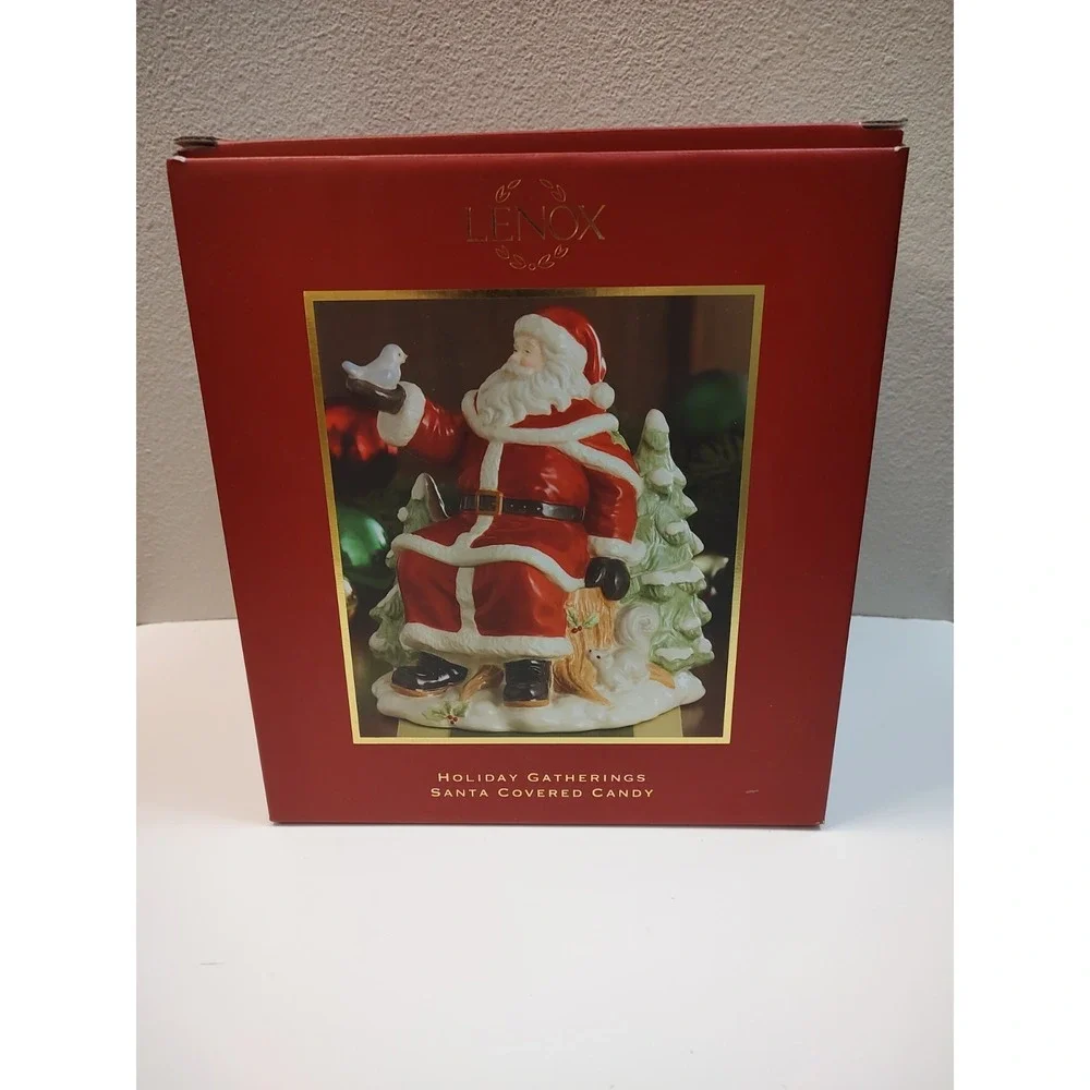 Lenox Holiday Gatherings Santa Covered Candy Dish Christmas Treat SKU# 828642058